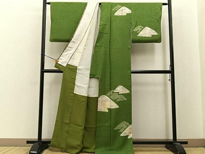 平和屋着物■訪問着　絞り　遠山文　正絹　逸品　BAAY3487hj