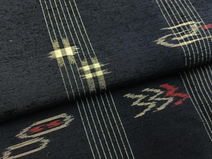 平和屋着物■上質な紬　琉球絣文様　正絹　逸品　BAAY3489hj