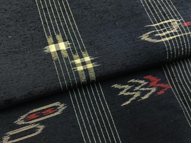 平和屋着物■上質な紬　琉球絣文様　正絹　逸品　BAAY3489hj