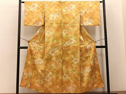 平和屋着物■小紋　草花文　暈し染め　洗える着物　BAAY3490hj