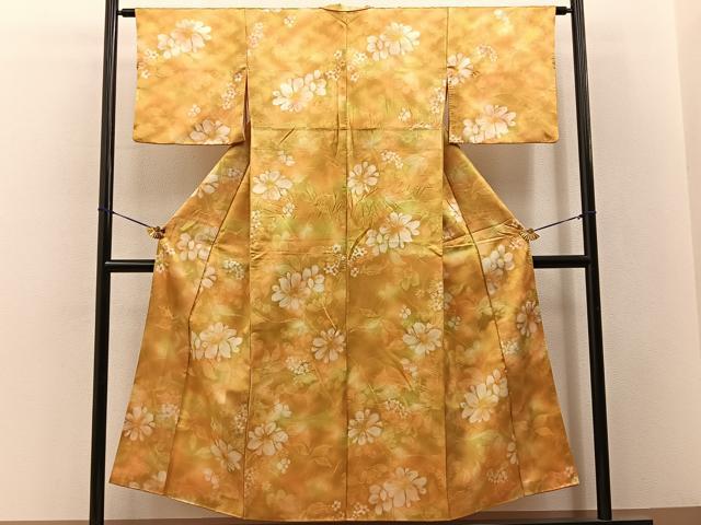 平和屋着物■小紋　草花文　暈し染め　洗える着物　BAAY3490hj
