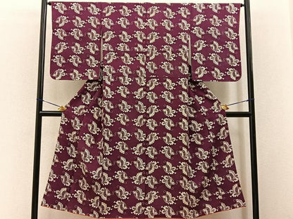 平和屋着物■上質な小紋　型染め　舞蝶文　正絹　逸品　BAAY3491hj