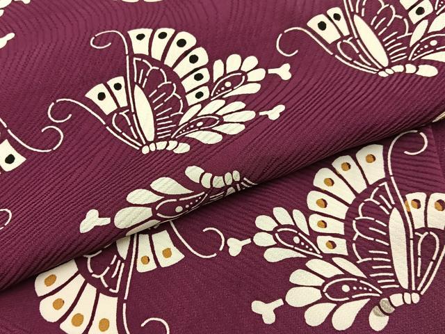 平和屋着物■上質な小紋　型染め　舞蝶文　正絹　逸品　BAAY3491hj