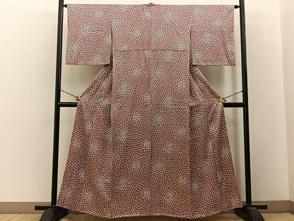 平和屋着物■上質な小紋　舞葉文　正絹　逸品　BAAY3495hj