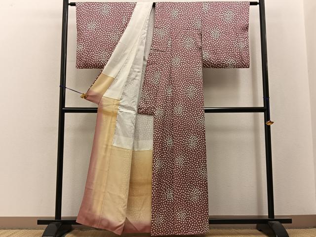 平和屋着物■上質な小紋　舞葉文　正絹　逸品　BAAY3495hj