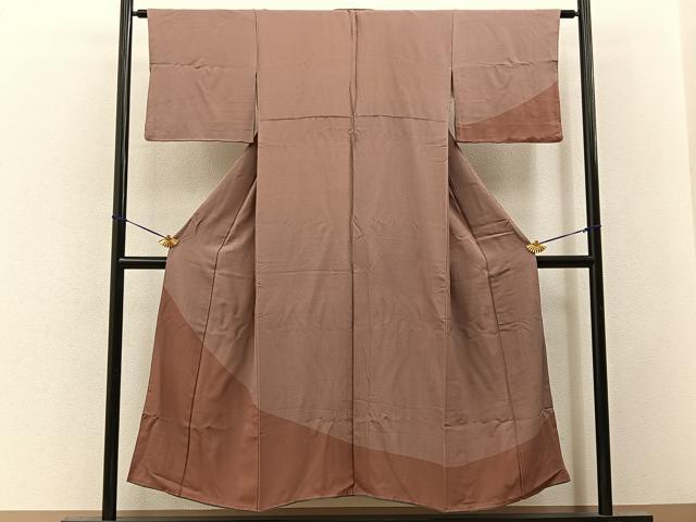 平和屋着物■伝統工芸士　廣瀬雄望　訪問着　江戸小紋　万筋　ときがら茶色×赤茶色×老竹色　正絹　逸品　BAAY3497hj