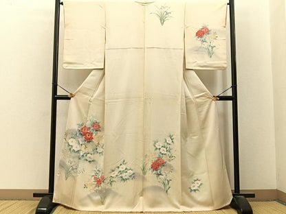 平和屋着物■訪問着　刺繍　草花文　暈し染め　金糸　正絹　逸品　BAAY3498hj