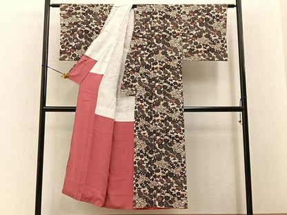 平和屋着物■上質な小紋　花蝶文　正絹　逸品　BAAY3499hj