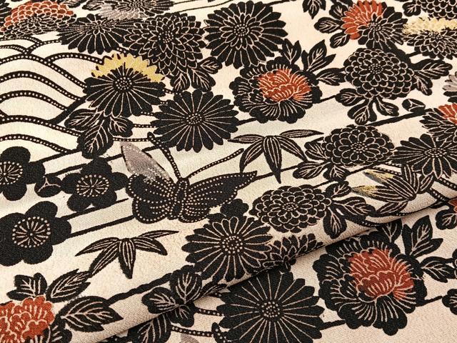 平和屋着物■上質な小紋　花蝶文　正絹　逸品　BAAY3499hj