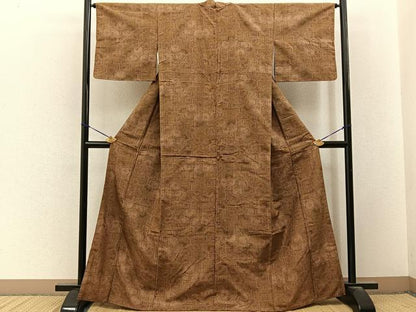 平和屋着物■上質な紬　亀甲菊文　正絹　逸品　BAAY3500hj
