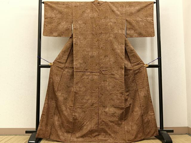 平和屋着物■上質な紬　亀甲菊文　正絹　逸品　BAAY3500hj