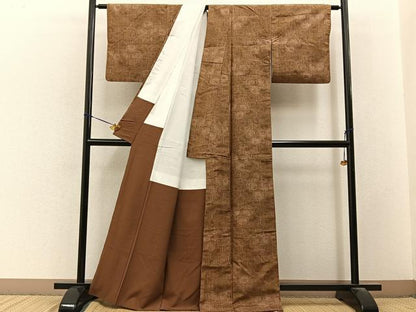 平和屋着物■上質な紬　亀甲菊文　正絹　逸品　BAAY3500hj