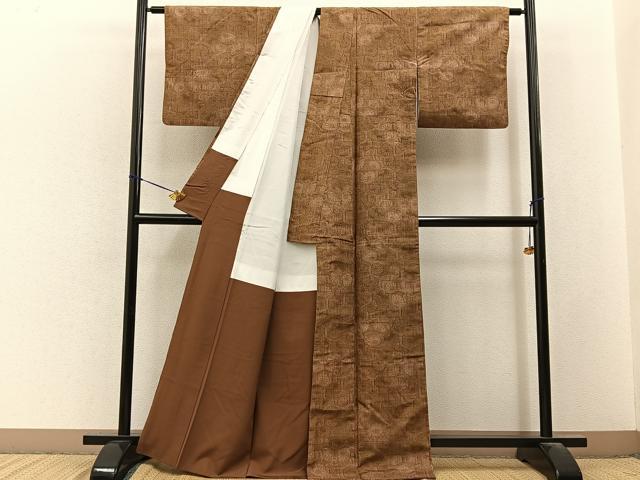 平和屋着物■上質な紬　亀甲菊文　正絹　逸品　BAAY3500hj