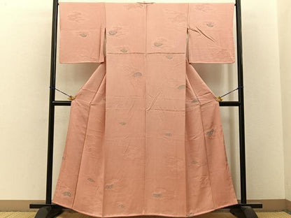 平和屋着物■上質な小紋　地紋起こし　片輪車文　正絹　逸品　BAAY3503hj