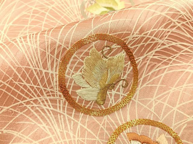 平和屋着物■訪問着　駒刺繍　舞蝶文　金銀糸　正絹　逸品　未使用　BAAY3504hj