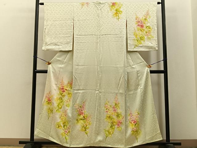 平和屋着物■訪問着　手描き　草花文　金彩　正絹　逸品　BAAY3505hj