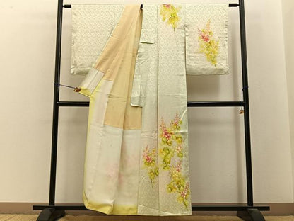 平和屋着物■訪問着　手描き　草花文　金彩　正絹　逸品　BAAY3505hj