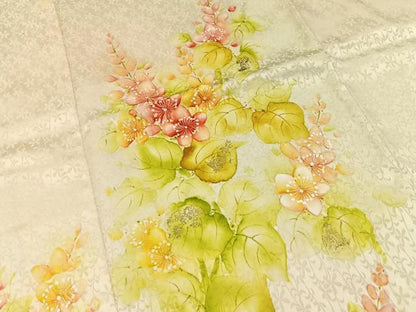 平和屋着物■訪問着　手描き　草花文　金彩　正絹　逸品　BAAY3505hj