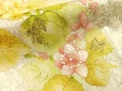 平和屋着物■訪問着　手描き　草花文　金彩　正絹　逸品　BAAY3505hj