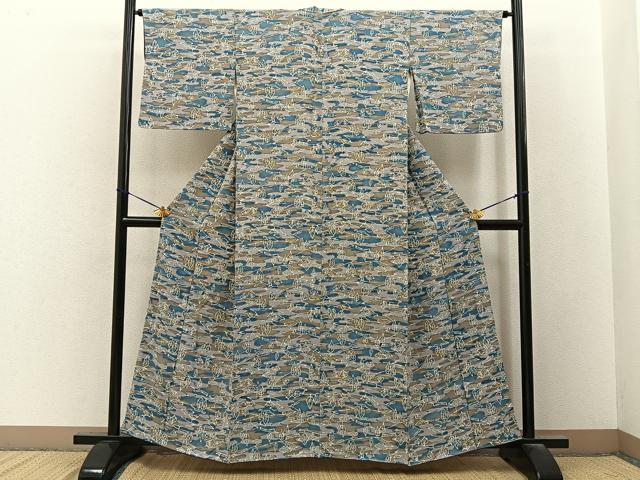 平和屋着物■上質な小紋　樹林文　正絹　逸品　BAAY3506hj