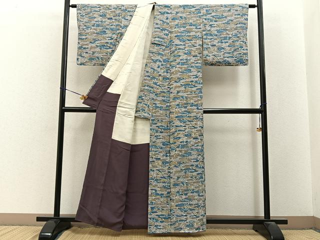 平和屋着物■上質な小紋　樹林文　正絹　逸品　BAAY3506hj