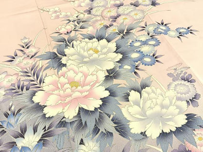 平和屋着物■訪問着　草花文　暈し染め　銀彩　正絹　逸品　BAAY3508hj