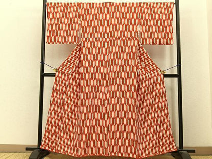 平和屋着物■上質な小紋　矢羽根文　正絹　逸品　BAAY3509hj