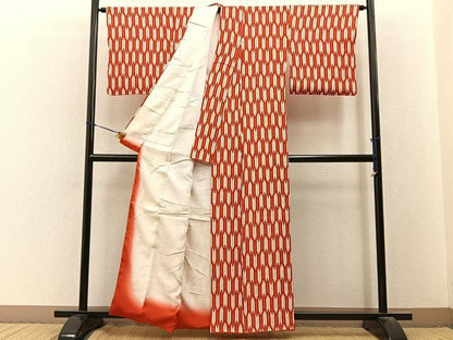 平和屋着物■上質な小紋　矢羽根文　正絹　逸品　BAAY3509hj