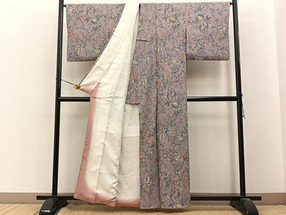 平和屋着物■上質な小紋　更紗花唐草文　金彩　正絹　逸品　BAAY3510hj