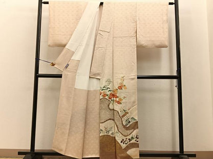 平和屋着物■豪華色留袖　駒刺繍　絞り　浜松花文　金彩　正絹　逸品　BAAY3512hj