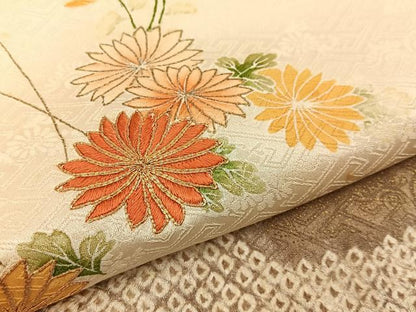 平和屋着物■豪華色留袖　駒刺繍　絞り　浜松花文　金彩　正絹　逸品　BAAY3512hj