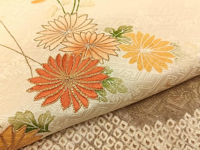 平和屋着物■豪華色留袖　駒刺繍　絞り　浜松花文　金彩　正絹　逸品　BAAY3512hj