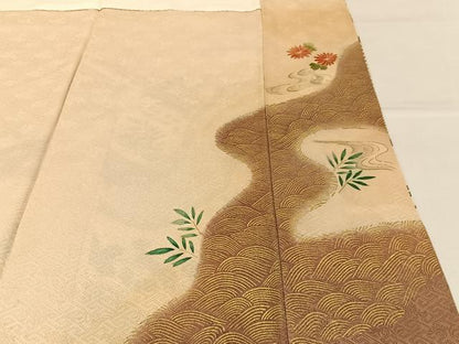 平和屋着物■豪華色留袖　駒刺繍　絞り　浜松花文　金彩　正絹　逸品　BAAY3512hj