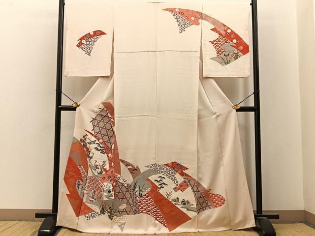 平和屋着物■訪問着　有職花鳥文　金彩　正絹　逸品　BAAY3513hj