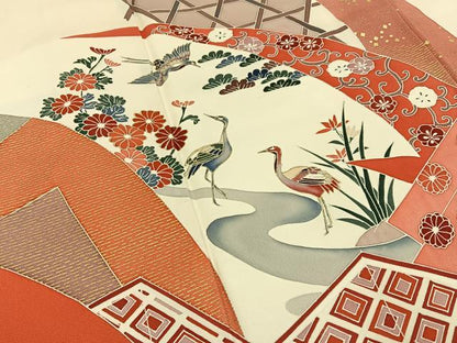 平和屋着物■訪問着　有職花鳥文　金彩　正絹　逸品　BAAY3513hj