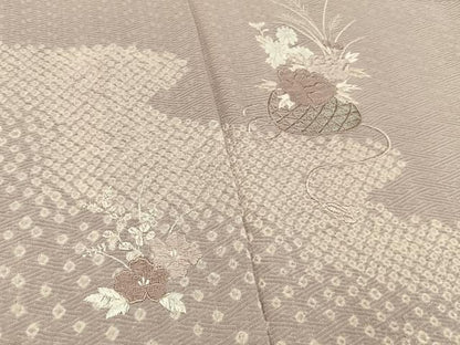 平和屋着物■訪問着　絞り　刺繍　花籠文　正絹　逸品　未使用　BAAY3514hj