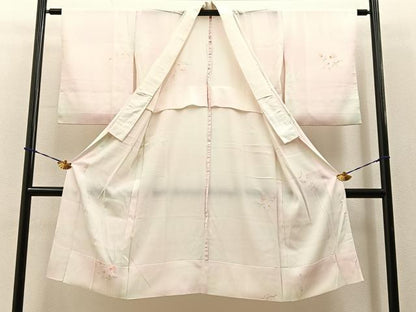 平和屋着物■長襦袢　無双仕立て　手描き　草花文　暈し染め　正絹　逸品　BAAY3519hj
