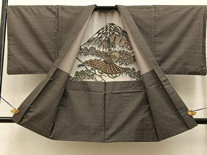 平和屋着物■男性　本場大島紬　アンサンブル　格子　正絹　逸品　未使用　BAAY3523hj