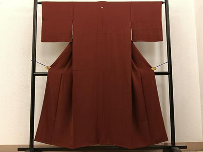 平和屋着物■上質な色無地　葡萄茶色　正絹　逸品　BAAY3527hj