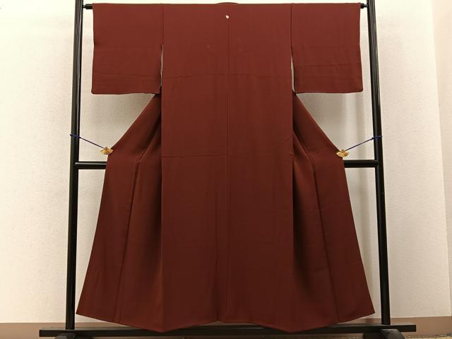 平和屋着物■上質な色無地　葡萄茶色　正絹　逸品　BAAY3527hj