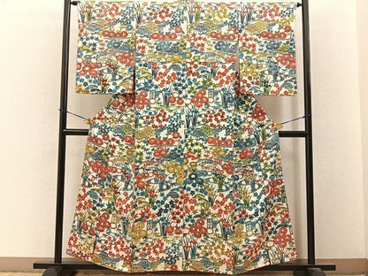 平和屋着物■上質な小紋　型染め　御所解文　正絹　逸品　BAAY3532hj