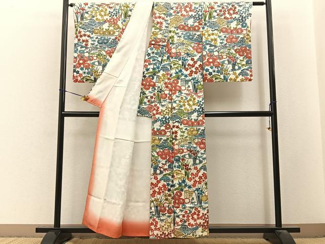 平和屋着物■上質な小紋　型染め　御所解文　正絹　逸品　BAAY3532hj