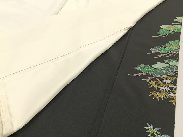 平和屋着物■豪華黒留袖　友禅　松竹梅飛鶴文　正絹　逸品　BAAY3533hj