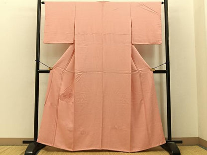 平和屋着物■中国三大刺繍　スワトウ刺繍　無地絵羽訪問着　総刺繍　扇面花文　珊瑚色　正絹　逸品　BAAY3535hj