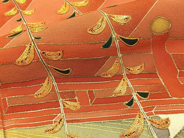 平和屋着物■豪華黒留袖　作家物　駒刺繍　渡橋草葉文　金彩　正絹　逸品　BAAY3536hj