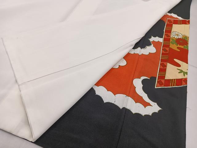平和屋着物■豪華黒留袖　駒刺繍　尾長鶏屏風花文　金彩　正絹　逸品　BAAY3537hj