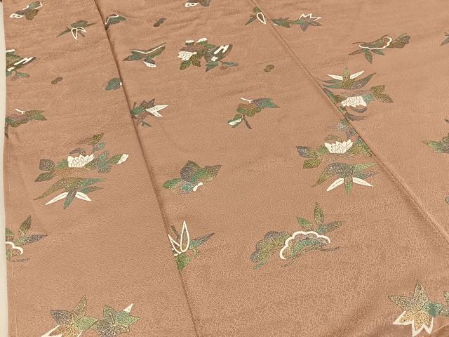 平和屋着物■上質な小紋　花蝶文　金彩　ロング丈　正絹　逸品　未使用　BAAY3543hj