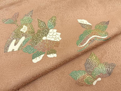 平和屋着物■上質な小紋　花蝶文　金彩　ロング丈　正絹　逸品　未使用　BAAY3543hj