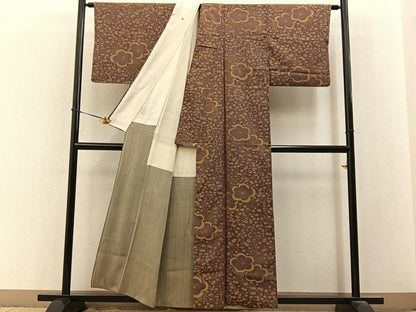 平和屋着物■上質なお召　梅　正絹　逸品　BAAY3544hj