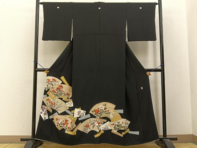 平和屋着物■豪華黒留袖　作家物　地紙花文　金彩　正絹　逸品　BAAY3547hj